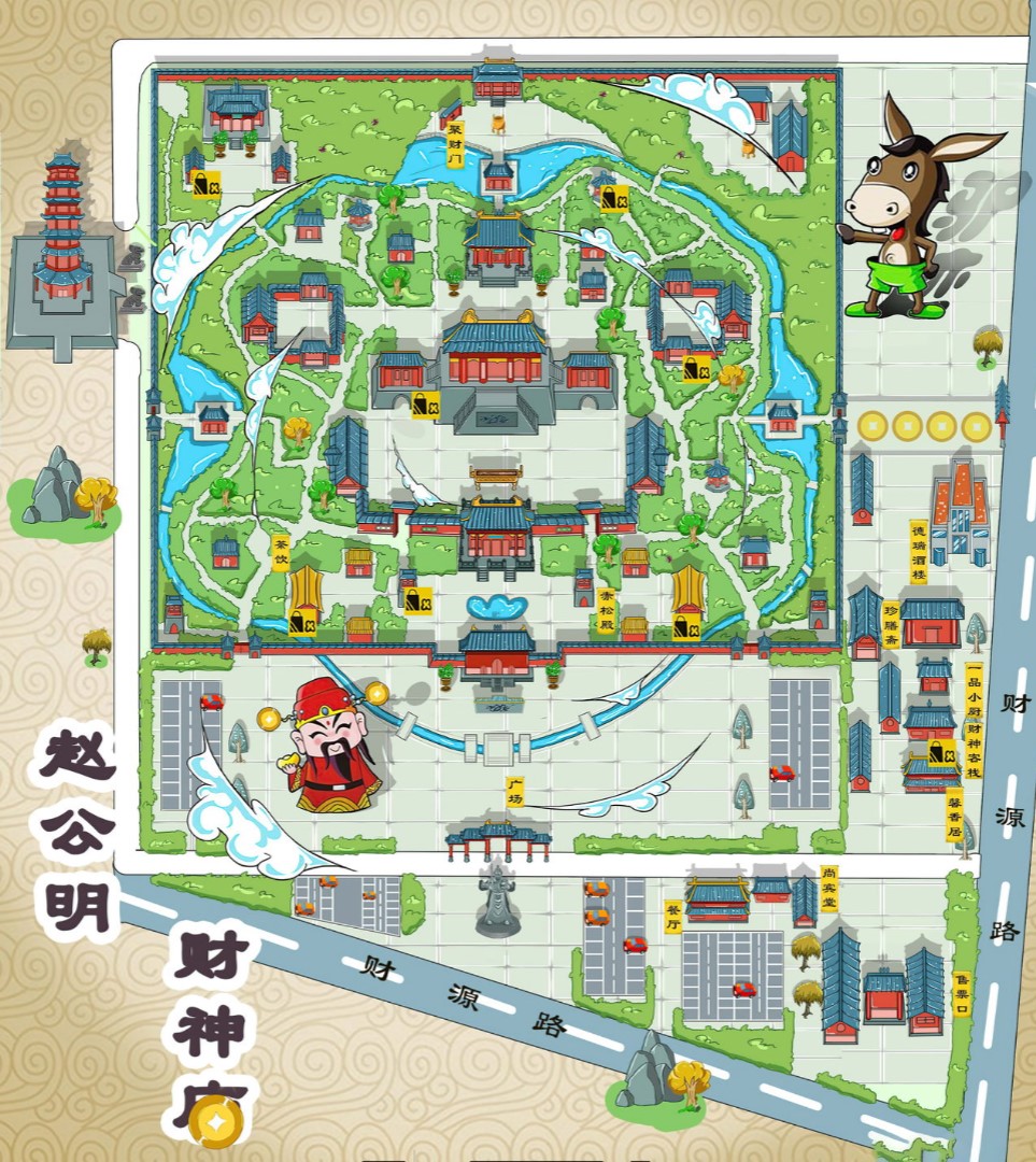 滁州寺庙类手绘地图